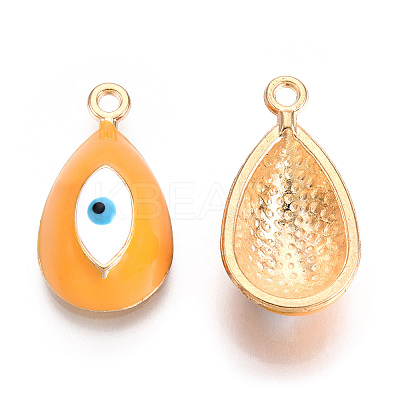 Rack Plating Light Gold Tone Alloy Enamel Pendants PALLOY-T077-230E-1