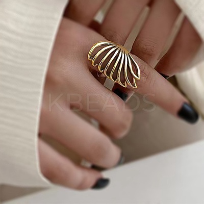 Minimalist Hollow Feather Brass Finger Ring for Women LS-UI5232-1-1