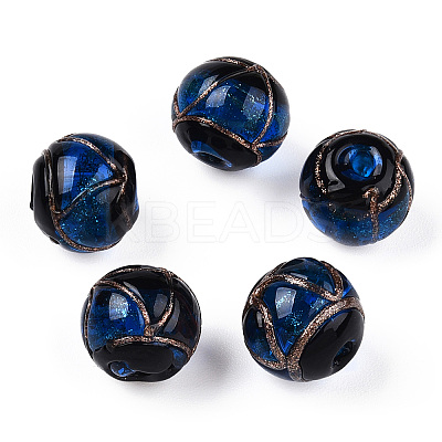 Handmade Gold Sand Lampwork Beads LAMP-T019-12mm-05-1