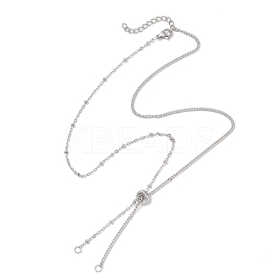 304 Stainless Steel Satellite Chain Curb Chain Slider Necklace Making AJEW-JB01530-1