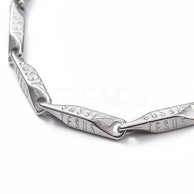 Tarnish Resistant Unisex 304 Stainless Steel Bar Link Chain Bracelets BJEW-L637-38A-P-1