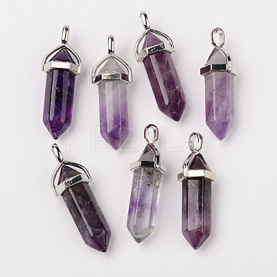 Natural Amethyst Double Terminated Pointed Pendants X-G-F295-05C-1