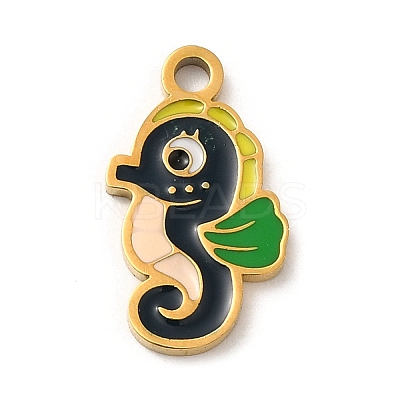 Ion Plating(IP) 304 Stainless Steel Enamel Pendants STAS-Q301-04G-1