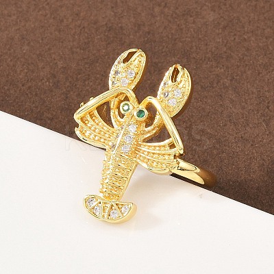 Brass Micro Pave Cubic Zirconia Cuff Rings RJEW-C145-01B-G-1
