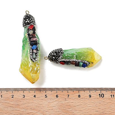 Electroplated Raw Rough Natural Quartz Crystal Big Pendants G-B077-04A-03-1