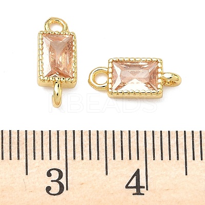 Brass Pave Cubic Zirconia Rectangle Connector Charms KK-P348-10G-04-1