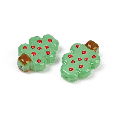 Christmas Theme Transparent Glass Enamel Beads LAMP-B028-02-1