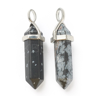 Natural Snowflake Obsidian Pointed Pendants G-M378-01P-A09-1
