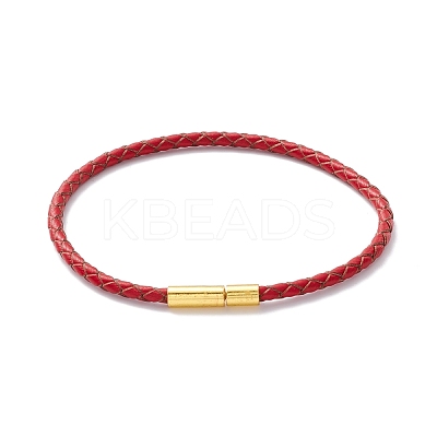 Braided Leather Cord Bracelet for Women BJEW-C009-01A-1