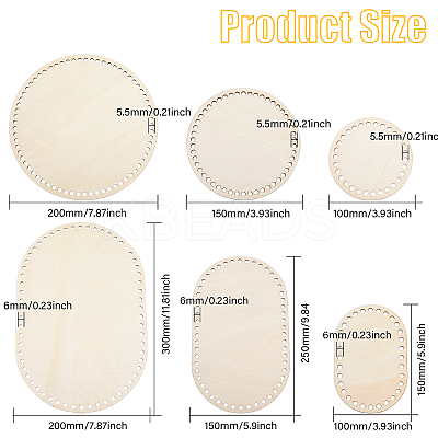 Flat Round & Oval Wood Knitting Crochet Bottoms DIY-FG0005-02-1