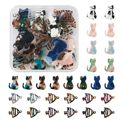 28Pcs 14 Styles Opaque Acrylic Pendants SACR-TA0001-11-1