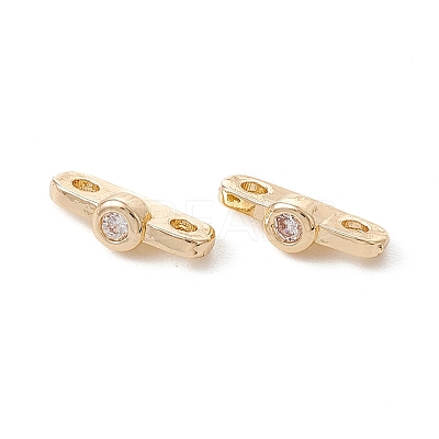 Rack Plating Brass Pave Clear Cubic Zirconia Connector Charms X-KK-G433-04LG-1