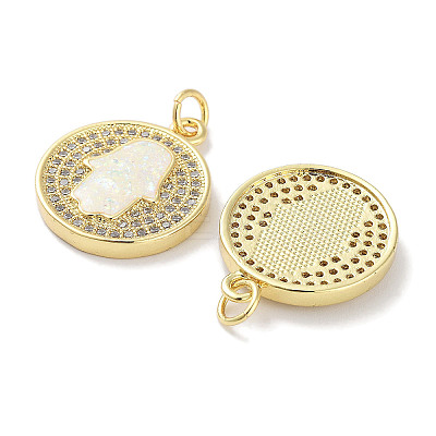 Brass Micro Pave Clear Cubic Zirconia Pendants KK-L213-039G-02-1