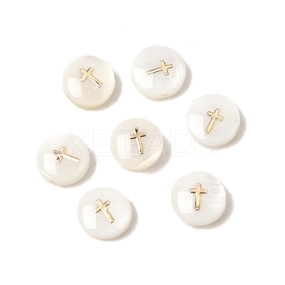 Natural Freshwater Shell Flat Round Beads X-SHEL-C009-01E-1