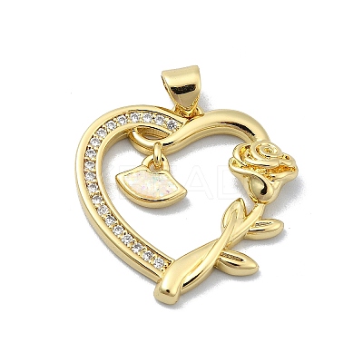 Brass Micro Pave Clear Cubic Zirconia Pendants KK-A221-27B-G-1