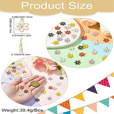 30Pcs 6 Colors Flower Alloy Enamel Pendants ENAM-CJ0006-22-1