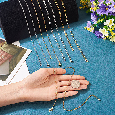 16Pcs 4 Style 304 Stainless Steel Chain Necklaces NJEW-TAC0026-1