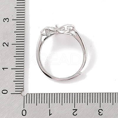925 Sterling Silver Micro Pave Cubic Zirconia Design Ring Mounts Fittings with Pearl Seat STER-B003-14P-1