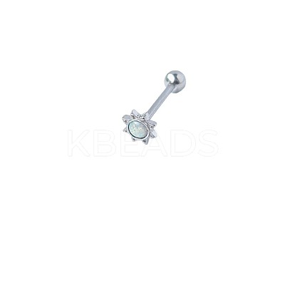Sun 316L Surgical Stainless Steel with Synthetic Opal Tongue Rings FS-WGFD6E3-01-1