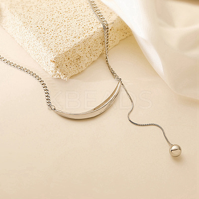 Moon & Round 304 Stainless Steel Pendant Necklaces LS-NJEW-P318-02P-1