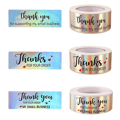 3Roll 3 Style Hot Stamping Self-Adhesive Paper Gift Tag Youstickers DIY-SZ0007-41-1