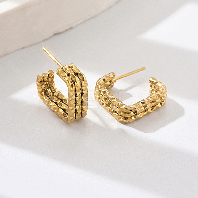 304 Stainless Steel Triple Open Square Stud Earrings for Women RJ2637-2-1