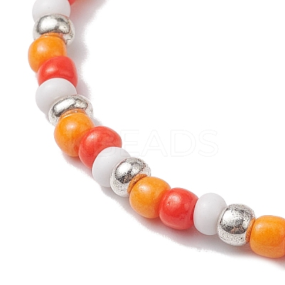 Halloween Candy Corn Acrylic & Glass Seed Beaded Stretch Bracelets Women BJEW-JB10525-03-1