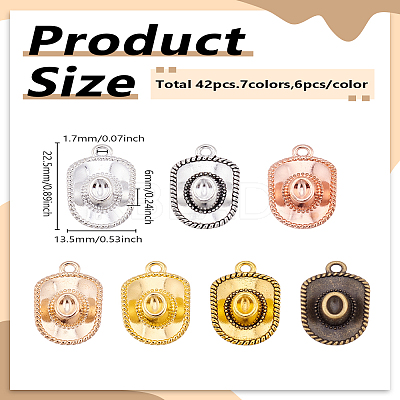 42Pcs 7 Colors Tibetan Style Alloy Pendants FIND-LP0003-11-1