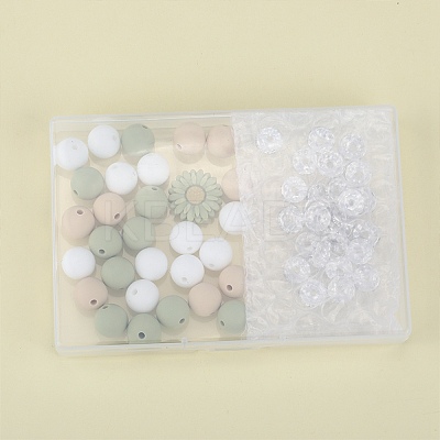 79Pcs 6 Styles Iron Rhinestone Spacer Beads with Flower Silicone Beads SIL-SZ0002-30B-1