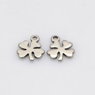Tarnish Resistant Four Leaves Clover 304 Stainless Steel Charms STAS-N025-05-1