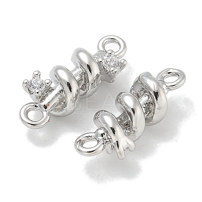 Rack Plating Brass Clear Cubic Zirconia Vortex Connector Charms KK-L224-069P-1