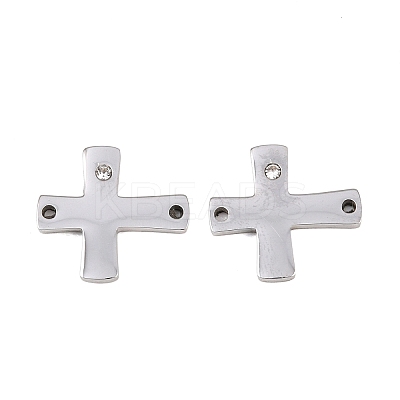 316 Surgical Stainless Steel Micro Pave Cubic Zirconia Links connectors STAS-K178-13P-1