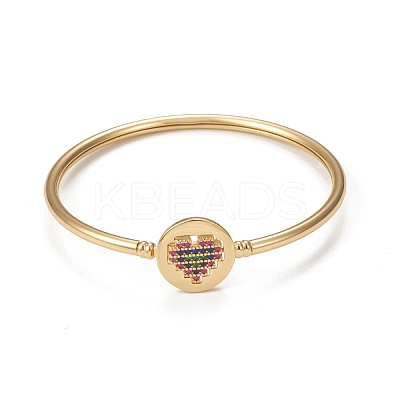 Rack Plating Brass Micro Pave Cubic Zirconia Bangles BJEW-E071-22G-01-1