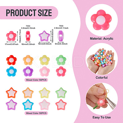 100Pcs 2 Styles Two Tone Opaque Acrylic Beads SACR-TA0001-59-1