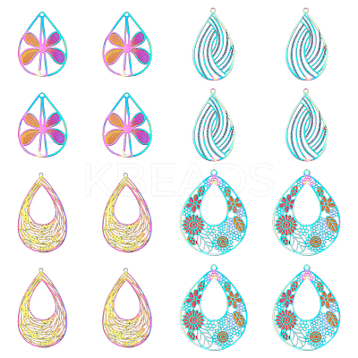 PVD Vacuum Plating 201 Stainless Steel Filigree Pendants STAS-UN0012-50-1