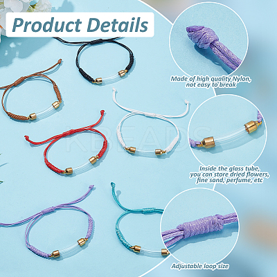 6 Colors Nylon Thread Braided Bead Bracelets BJEW-PH01865-1