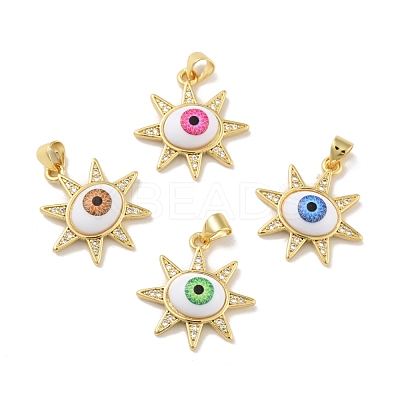 Brass Micro Pave Cubic Zirconia Pendants KK-B059-46G-1