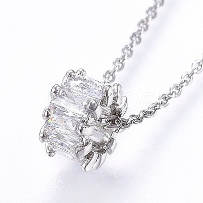 Brass Micro Pave Cubic Zirconia Pendant Necklaces NJEW-H486-18P-1