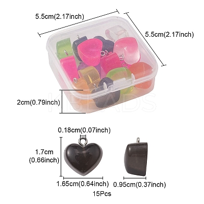 15Pcs Transparent Resin Pendants RESI-YW0001-45-1