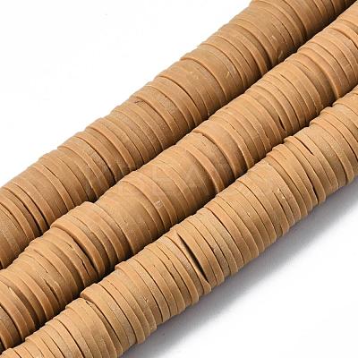 Flat Round Handmade Polymer Clay Beads CLAY-R067-12mm-37-1