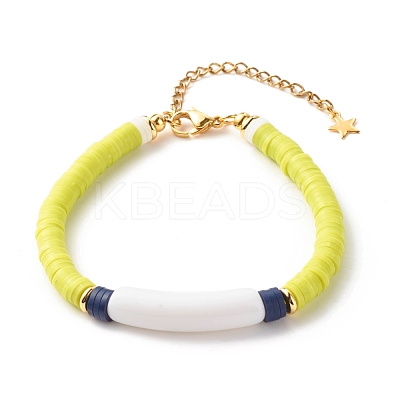 Handmade Polymer Clay Heishi Beaded Bracelet BJEW-JB07325-1