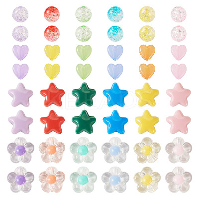 60Pcs 6 Colors Transparent Acrylic Beads TACR-TA0001-53-1