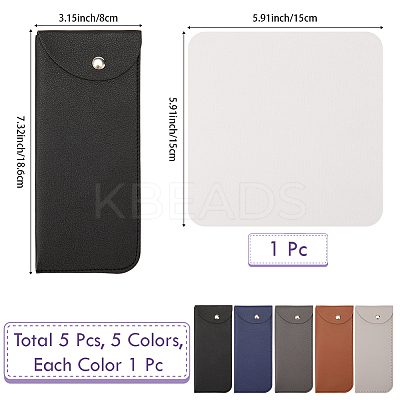 5Pcs 5 Colors Rectangle PU Leather Eyelasses Case AJEW-CN0005-39-1