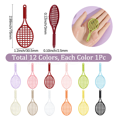 12Pcs 12 Colors Baking Paint Alloy Big Pendants FIND-SC0023-32-1