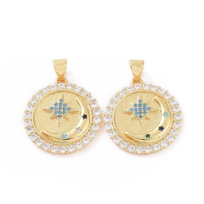 Brass Micro Pave Cubic Zirconia Pendants ZIRC-P106-30G-1