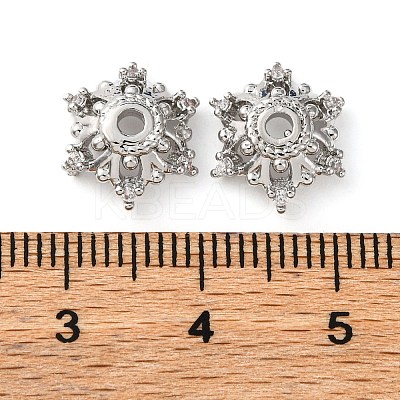 Brass Micro Pave Clear Cubic Zirconia Bead Caps KK-K378-47A-P-1