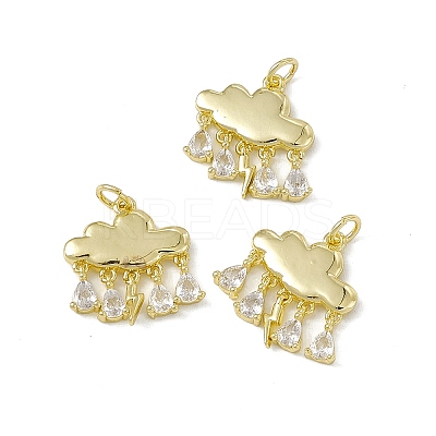 Rack Plating Brass Cubic Zirconia Pendants KK-C007-28G-1