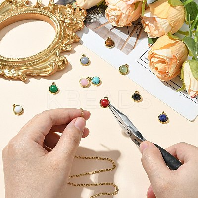 10Pcs 10 Styles Mixed Gemstone Half Round Charms G-CJ0001-81-1