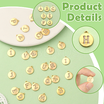 26Pcs 26 Styles Brass Micro Pave Cubic Zirconia Charms KK-SC0006-94-1