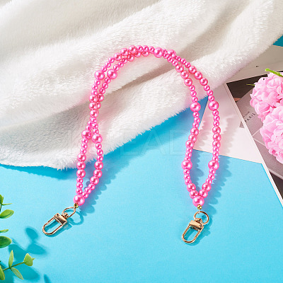 ABS Plastic Imitation Pearl Bead Chains Bag Extender Chains HJEW-TAC0090-1